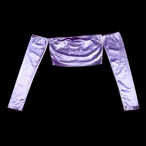 Satin long sleeve crop top Size S